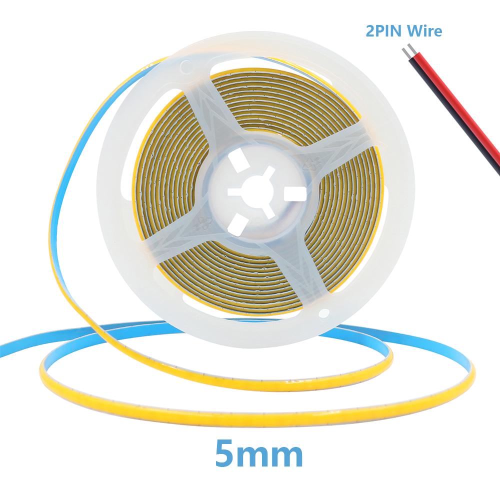 BMW 12V 24V 3mm 5mm PCB COB LED Strip Light 384LED/m 2Pin Wire/DC Plug High Density Linear Lighting 3000K 4000K 6000K 8mm Flex Tape