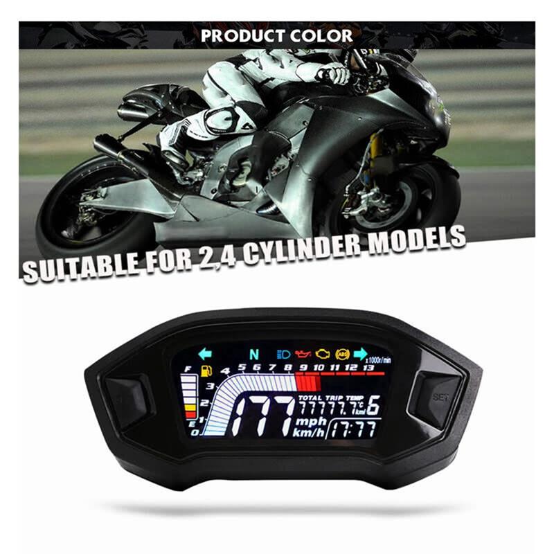 Powerful Motorcycle LCD Digital Odometer LED Speedometer Universal For 2, 4 Cylinder Model Motorcycle Accessories чёрный