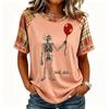Women's Halloween Short Sleeve T-Shirt Neck Raglan Print Top