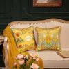 45 /55cm Yellow Ground Velvet Flower Bird Cushion Cover Double Face Printed Binding Edge Pillowcase Sofa Throw Pillow Cover