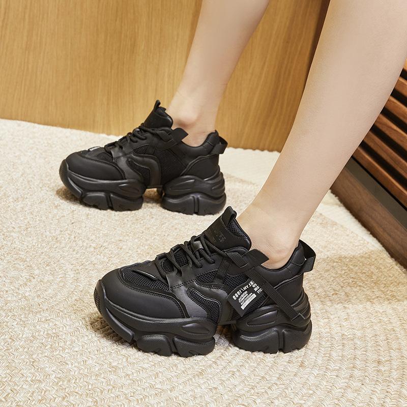 Dad Shoes Girl 2025 New Spring Breathable Casual Sneakers Thick-soled Height Increasing Single Shoes Versatile Mesh Shoes Children