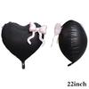 1/2/5pcs 22in Coquette Black Heart Pink Bow Balloons Y2K Aesthetic Foil Balloon Kpop Style Girls Goth Birthday Party Decorations
