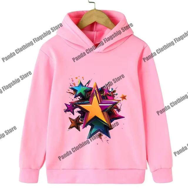 Pink Star Print Children's Hoodie for Boys and Girls - Long-Sleeved and Warm