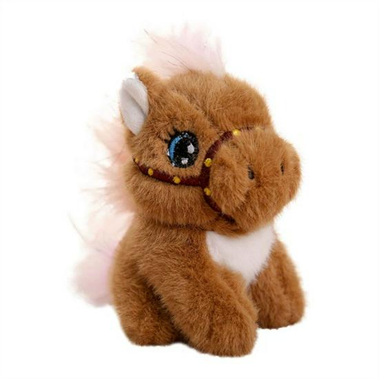 Cute Horse Plush Keychain Doll - Cartoon Backpack Ornament & Kids' Gift