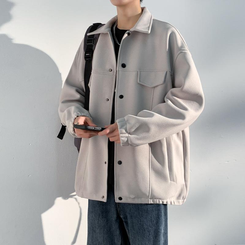 Spring and Autumn New Men's Korean Solid Color Light Plate Lapel Jacket Trendy Couple Versatile Stylish Jacket