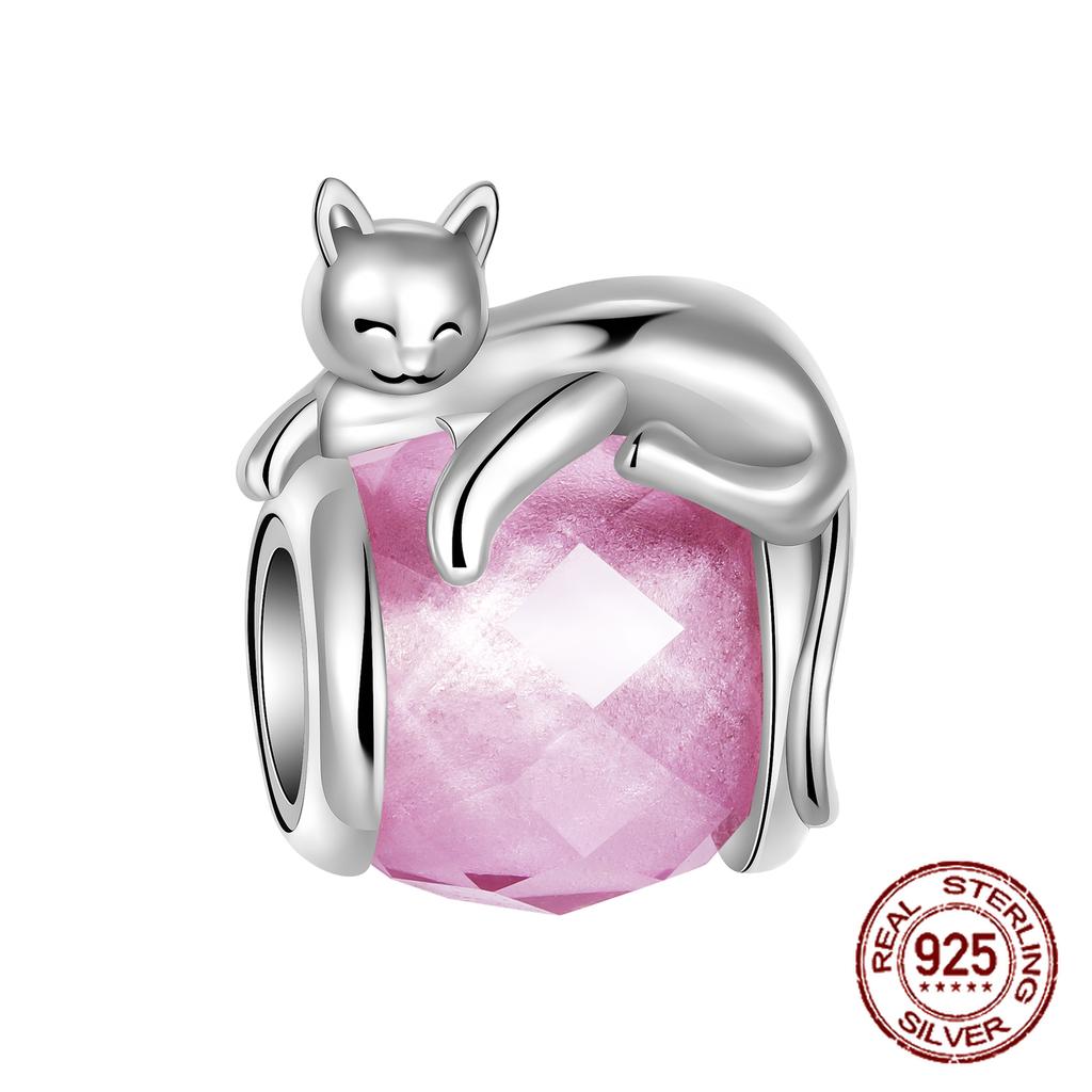 925 sterling copper boys and girls lovers pendant charms Fit 4MM hole diameter bracelet charm beads necklace Diy female Zircon