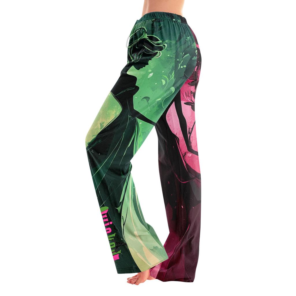 Damen Pyjamahose Nachtwäsche Lässige Hose mit Kordelzug und elastischer Taille Bequeme gerade lockere Yogahose