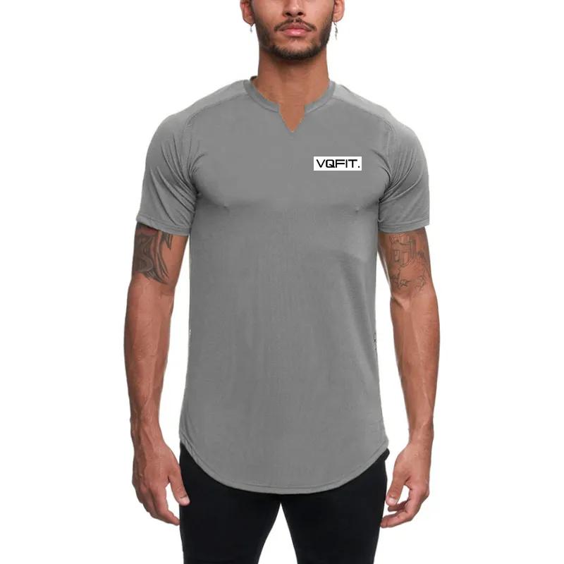 Muscleguys Men’s Sports Casual Exercise Slim Fitting V-neck Short Sleeves Tops Fitness Bodybuilder Graphic T Shirts