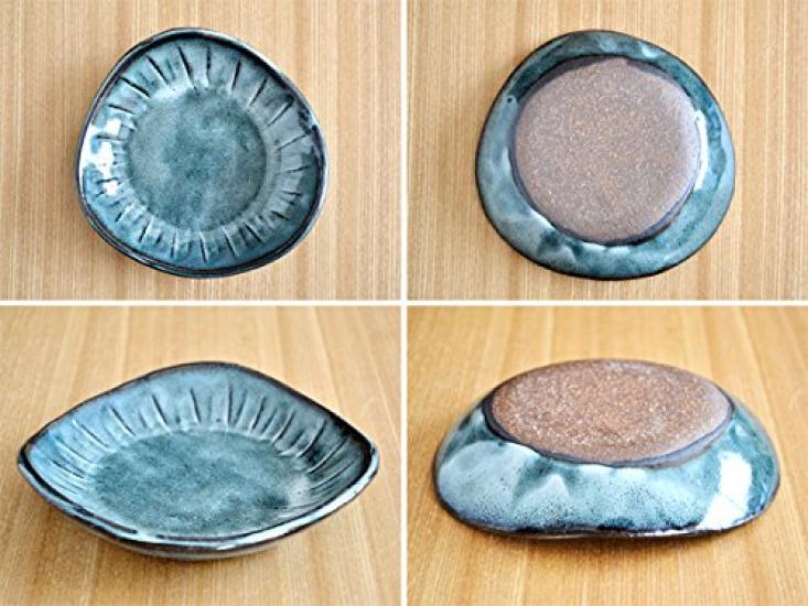 Servis Östjapansk stil handgjord triangulär tallrik Shinogi 13,8 cm Akayun-ugn