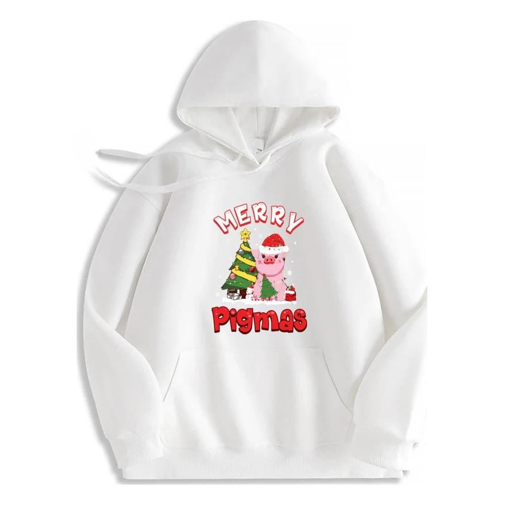 

Pig Christmas Merry Pigmas Xmas Light Women Hoodie High Quality Polyester Fiber Streetwear Trendy Design Sweatshirt XL