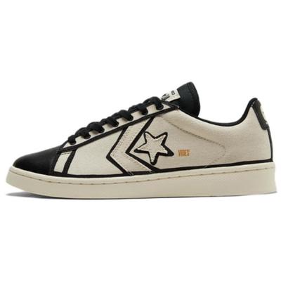Joshua Vides X Cons Pro Leather Canvas Leather Low-top Skate Shoes Unisex Off-white and Black