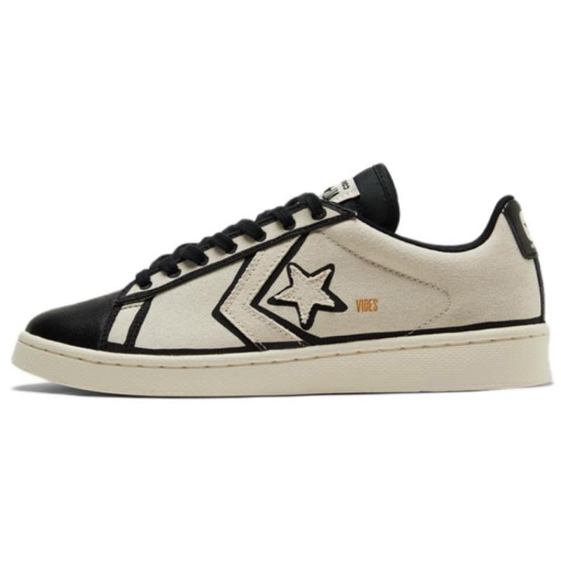 Joshua Vides x Converse Cons Pro Leather Canvas Leather Low-top Skate Shoes Unisex Off-white and Black