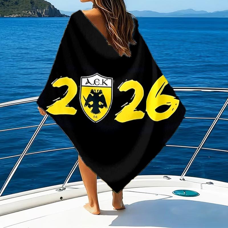 Beach Towel with AEK FC LOGO Pattern - Soft,absorbent,machine Washable Lightweight&Modern,swimming,Travel Essentials