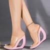 Women's Wedge Sandals - Transparent One-Strap Heeled Slippers Summer, Open-Toe Slip-On Sandals for Outdoor Wear  (LFD-907188-4)