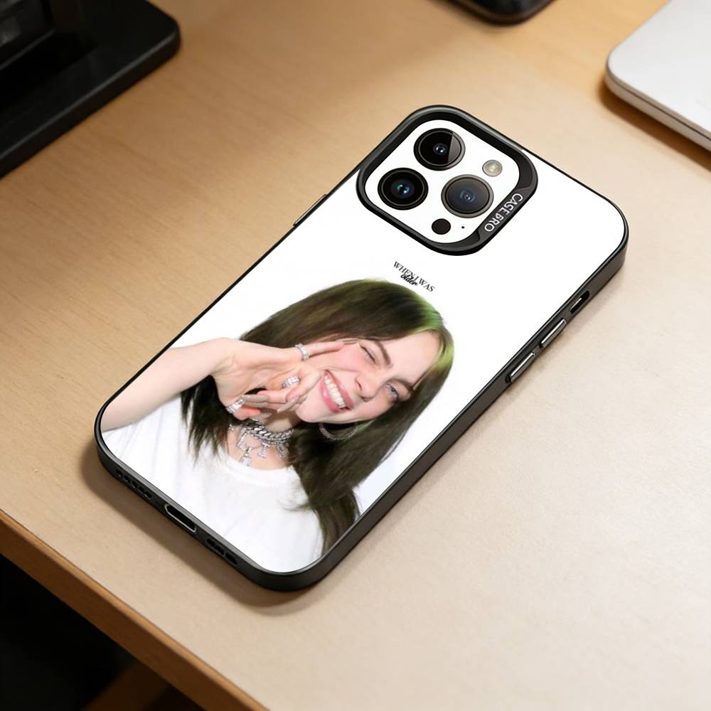 Singer Bad Guy Billie Eilish Phone Case For iPhone 17,16,15,14,13,12,11 Plus,Pro Max,XS,Colored Silver Plated Inside Cover