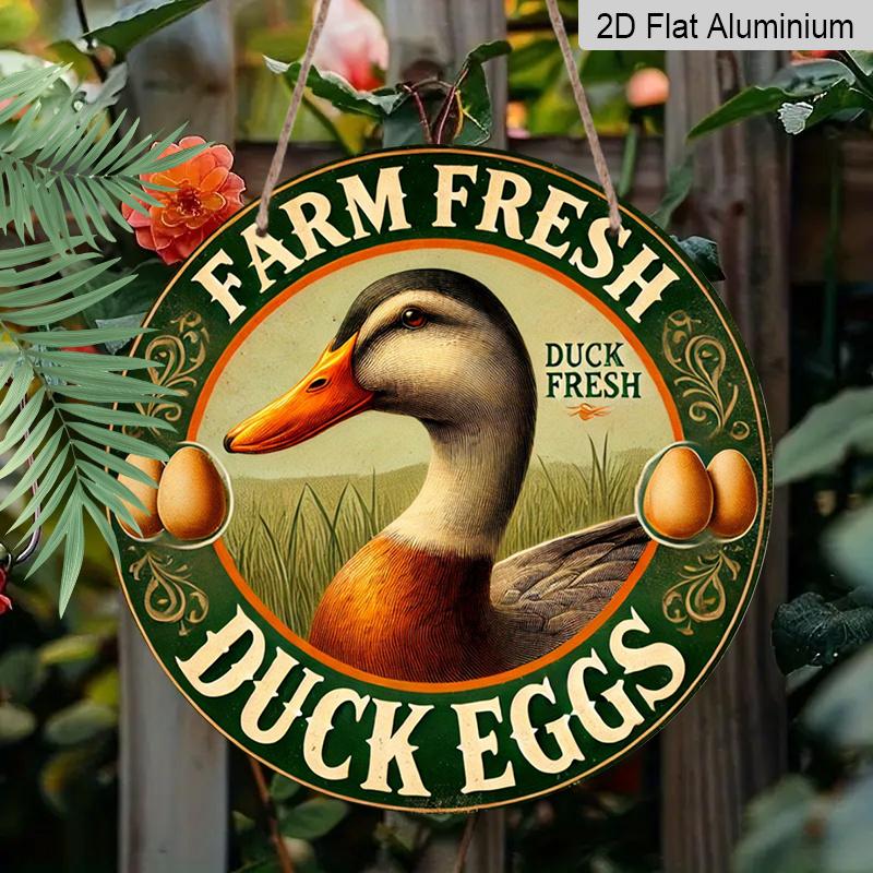

2D Flat 1pc, 8x8 in, Vintage Rustic Farmhouse Aluminum Metal Sign - Vintage Duck Egg Illustration for Home, Kitchen, Cafe, Garden, Wall Art Decor 1pc