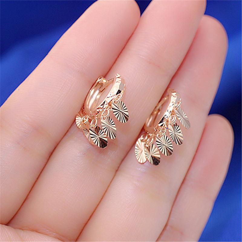 Exquisite Purple Gold Russian Square Tassel Earrings, Simple Niche Design, Exquisite Colored Gold-Plated Rose Gold Jewelry