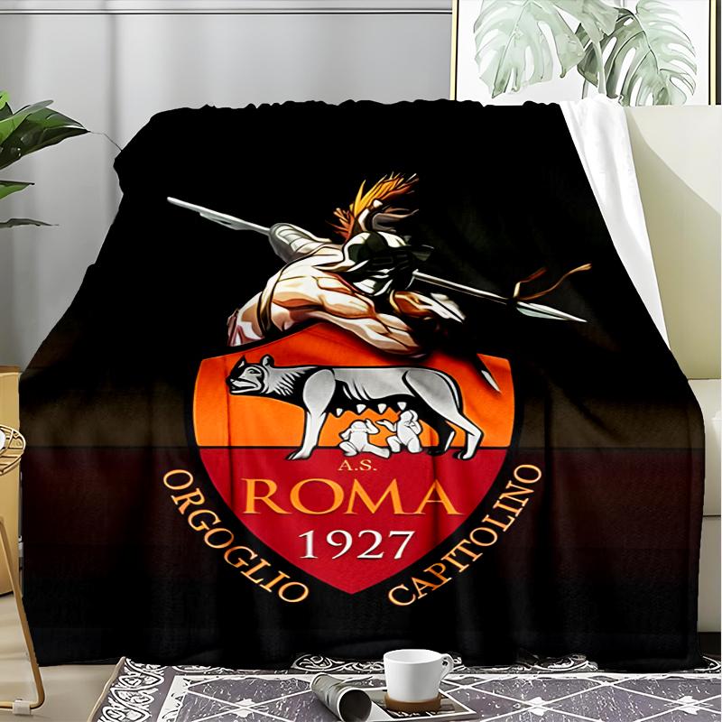 1pz Coperta Morbida in Flanella Stampata Club di Calcio Lupa di Roma per Camera da Letto Adulti Soggiorno Divano Campeggio Viaggio Regali per Fan Regali di Natale
