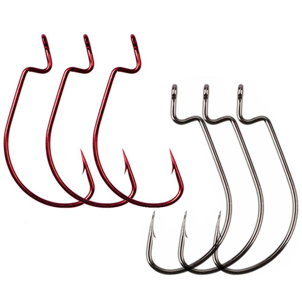 

Hooks Carbon Steel Offset Fishhook Barbed Hook Wide Crank Hook Fishing Soft Worm Hooks Fishing Hook black-2/0#