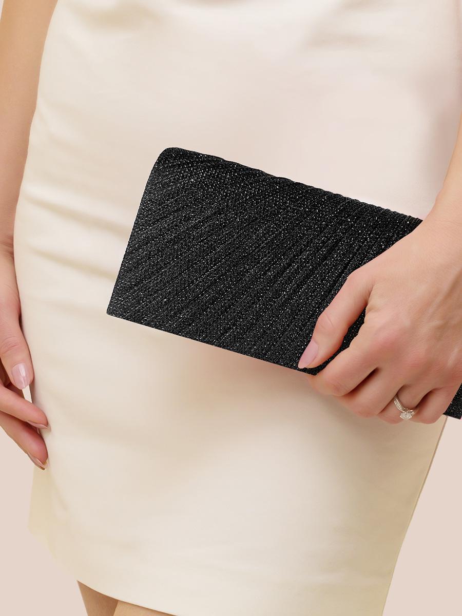 Складчатая блестящая вечерняя сумочка-клатч - Изысканная мини-сумка для женщин чёрный