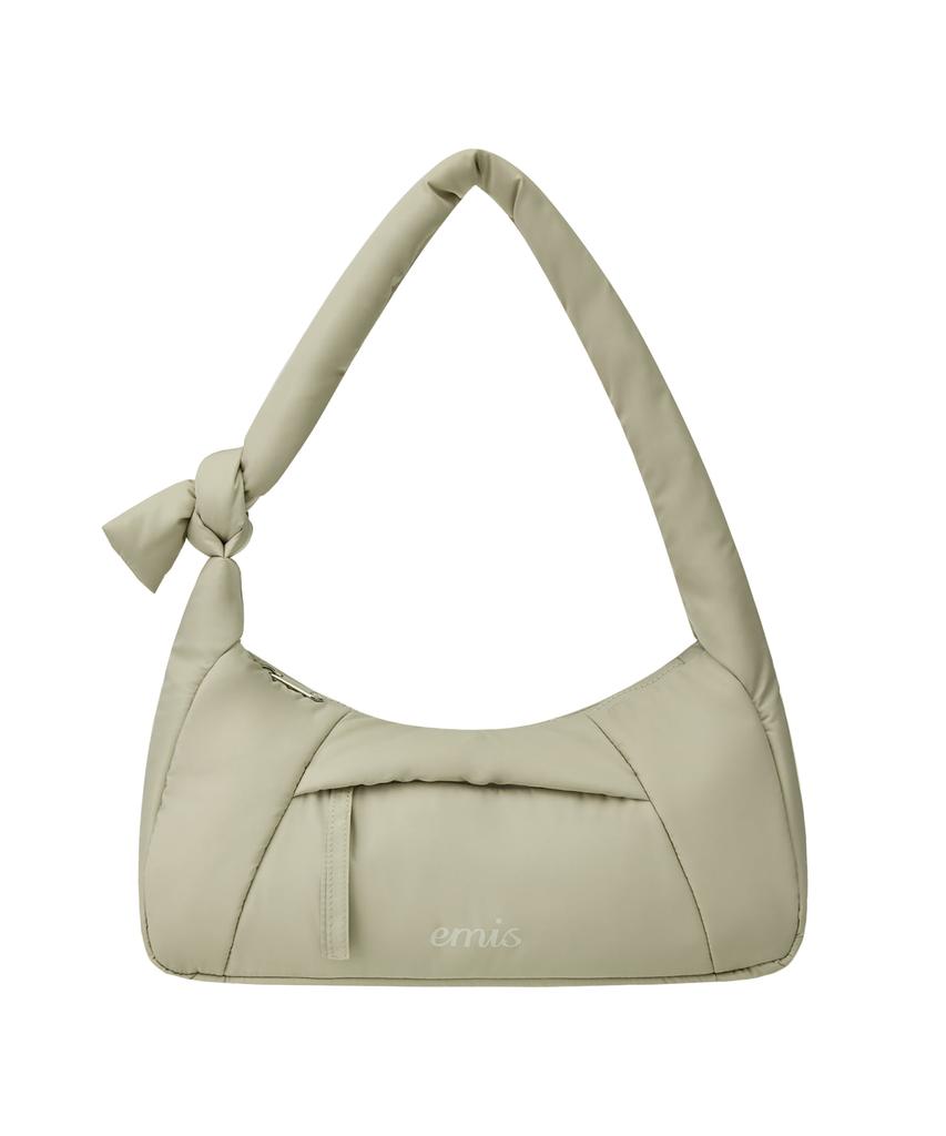 Emis Padded Zip Pocket Shoulder Bag-Beige