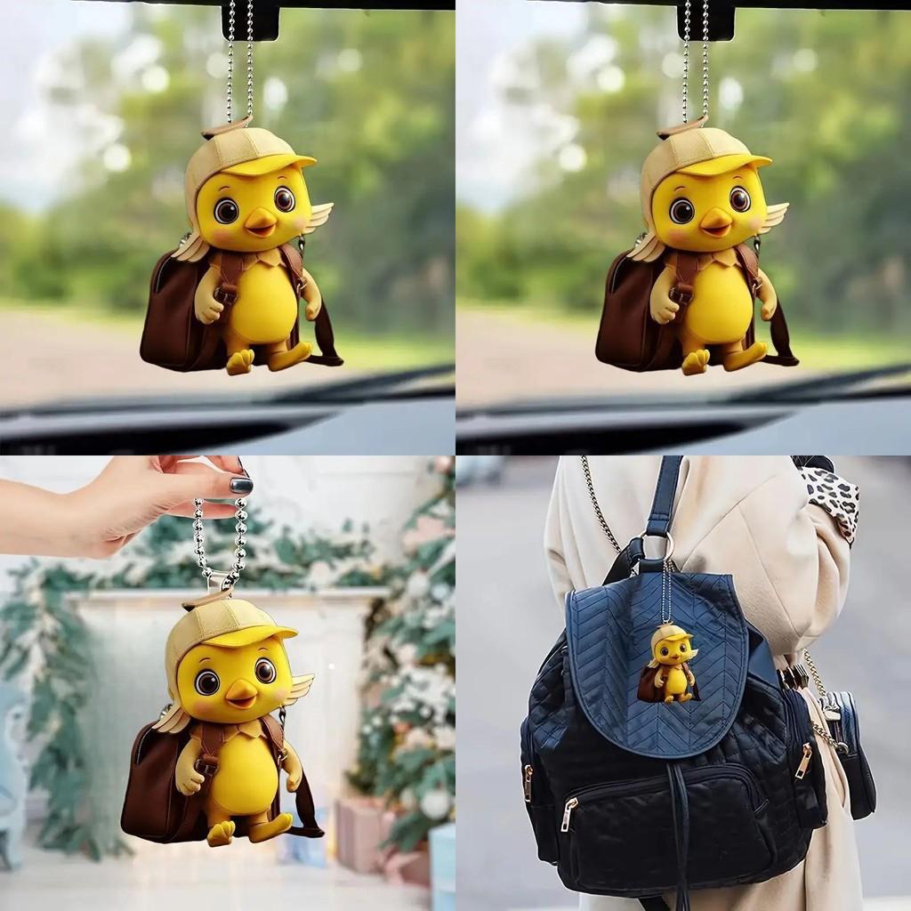 Car Pendant Decoration With Cute Yellow Duck Acrylic For Interior Car Accessory