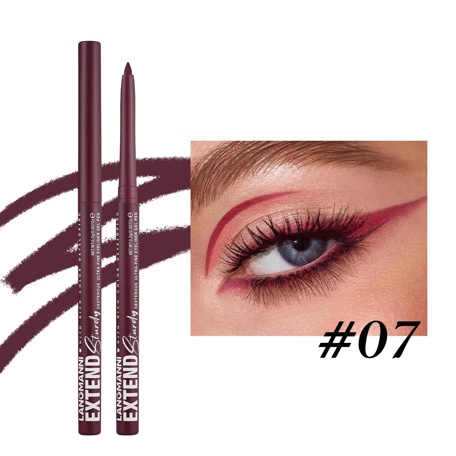 2-in-1 Oogpotlood Oogschaduwpotlood Waterdicht Langhoudend 12 Kleuren Roterend Zwart Mat Eyeliner Lijm Pen Make-up voor Ogen Cosmetica