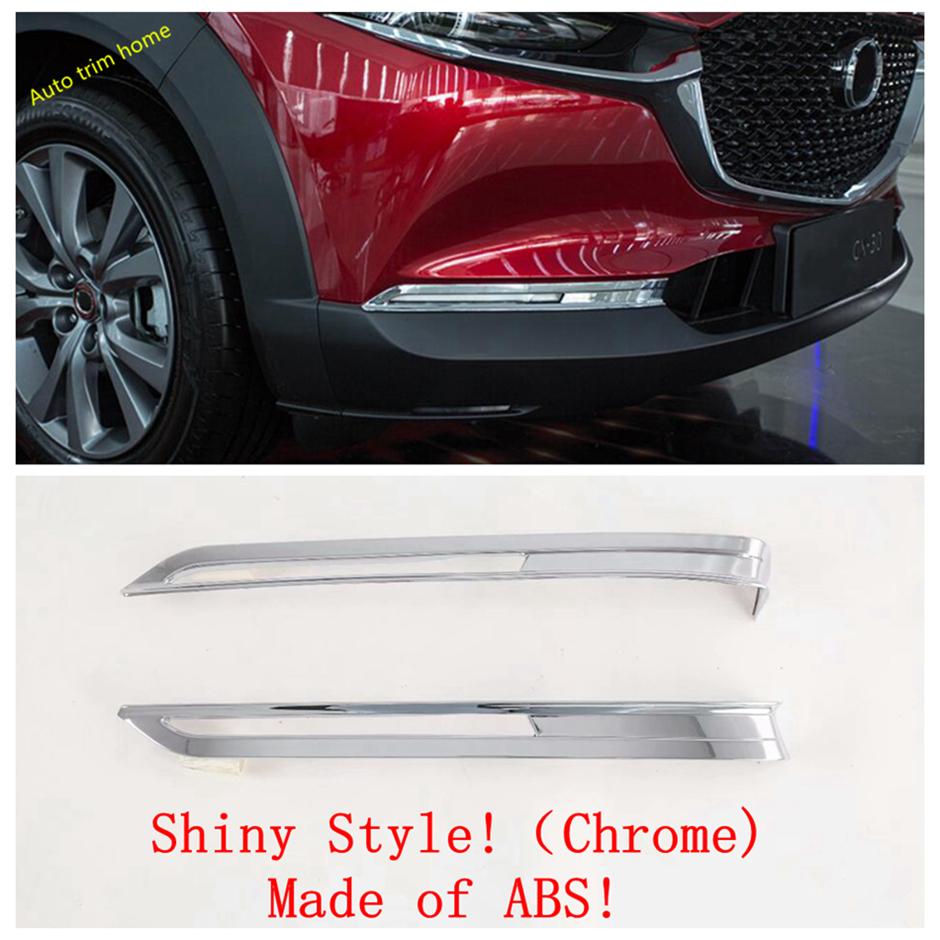ABS Front Rear Fog Light Lamp Cover Trim Rear Bumper Decoration Frame Fit For Mazda CX30 CX-30 - 2024 Car Accessories Front -Chrome