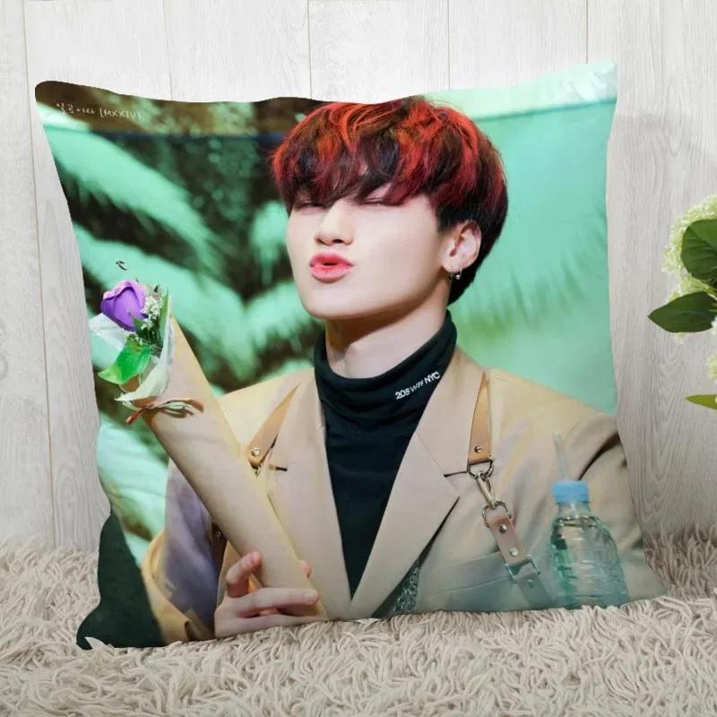 Custom Ateez KPOP Square Pillowcase Custom Zippered Pillow Cover Case 45x45cm(One Side) 04.1