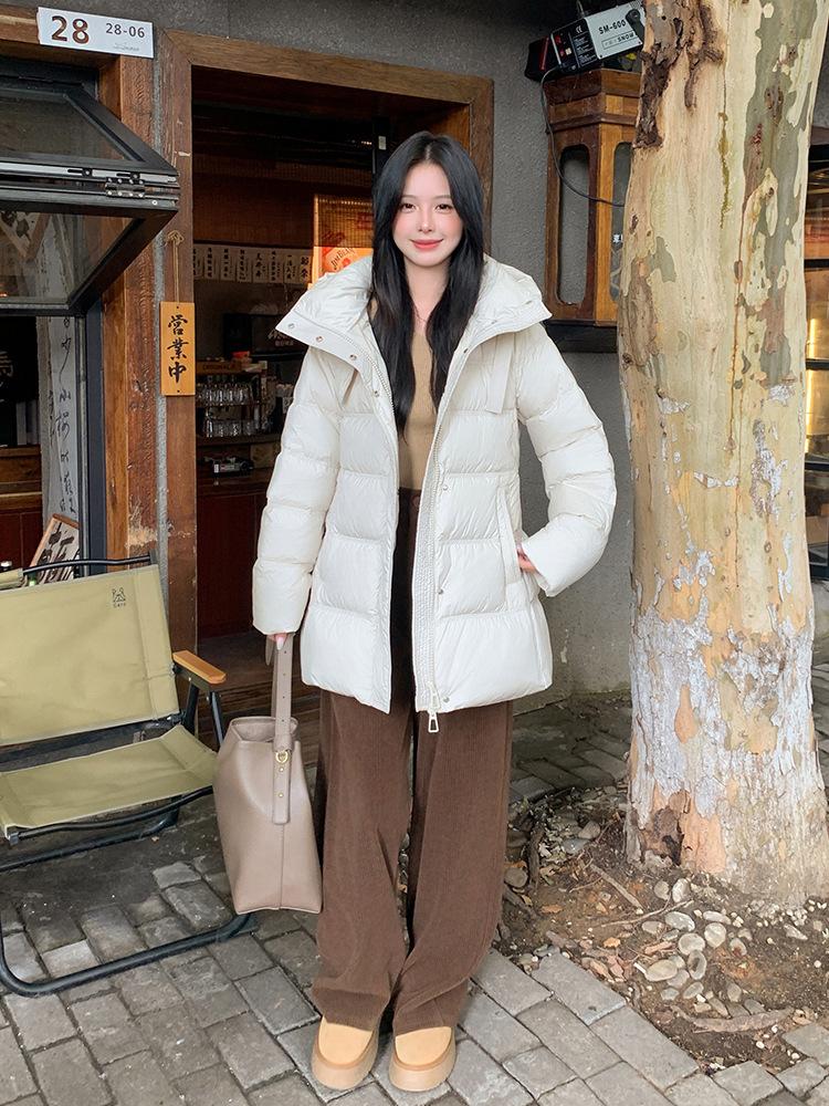 2024 winter new down jacket women's medium and long Korean version fashion waist slim and thin thickened white duck down jacket