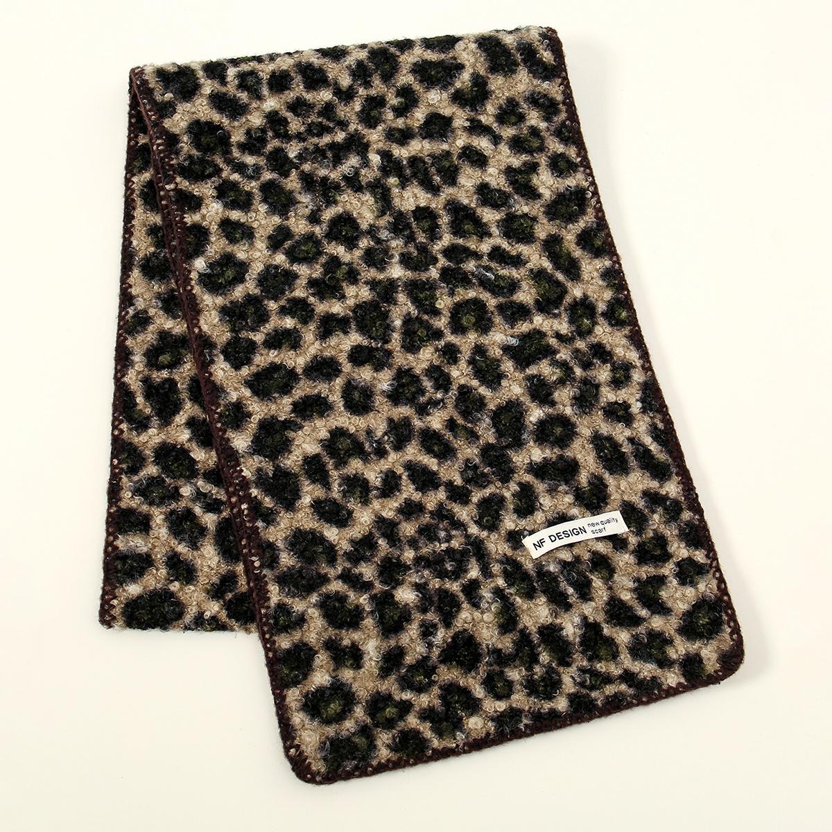 

Fashion Leopard Print Plush Scarf For Woman Winter Warm Neckerchief Simple Soft Long Wraps Outdoor Windproof Scarves