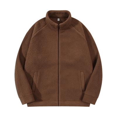 2024 Autumn And Winter New Polar Fleece Jacket Plus Velvet Thickened Solid Color Stand-up Collar Sweater Cardigan Jacket For Men