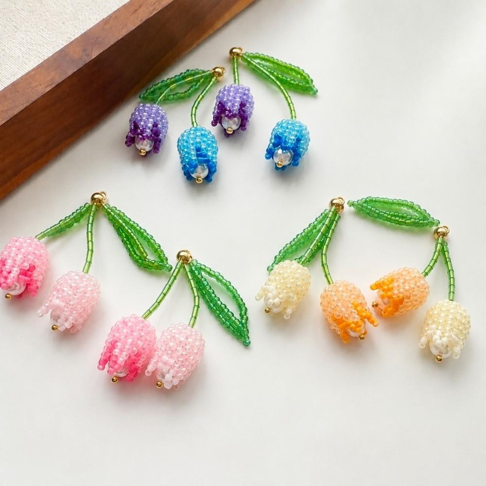 Handmade Necklace Pendant Rice Bead Flower Keychain Pendant DIY accessories