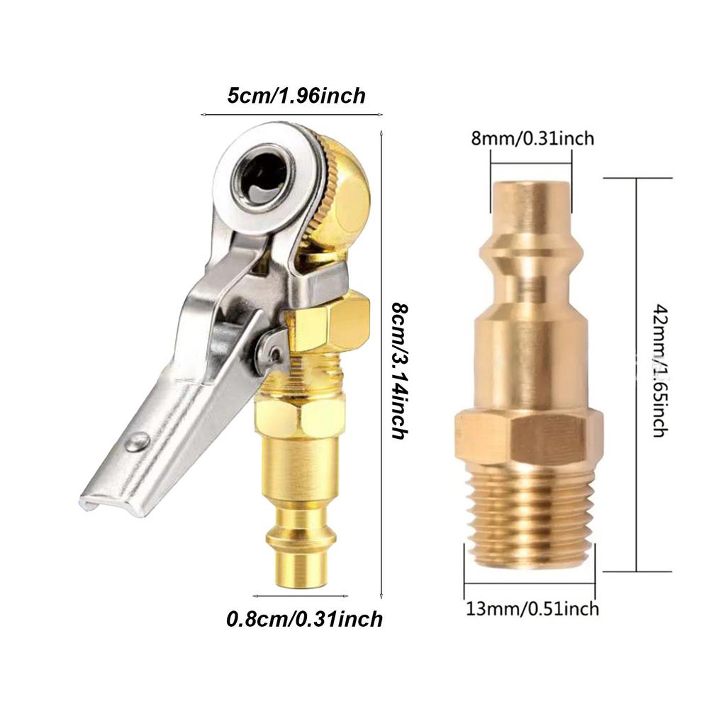 Tire Inflator Chuck Locking Air Chuck Tire Inflator Clip On 2x Sealing Connect Hose Tool For Compressor Attachments Gauge Pump