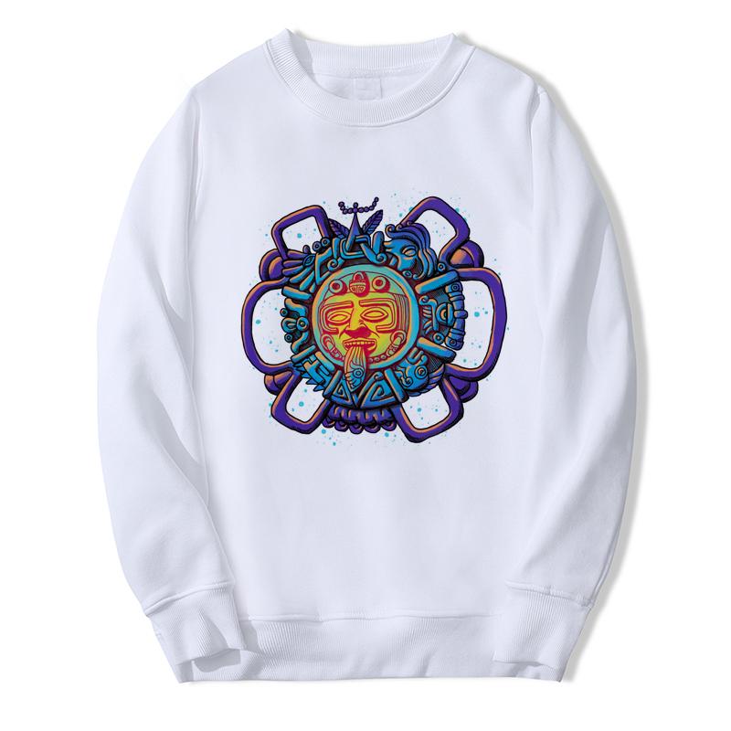 White Vintage Aztec Print Casual Sweatshirt main image 1