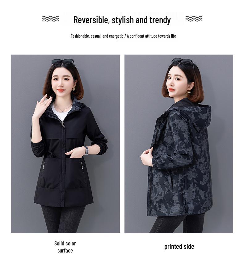 Pardesiu reversibil mărime plus pentru femei și jachetă scurtă de baseball