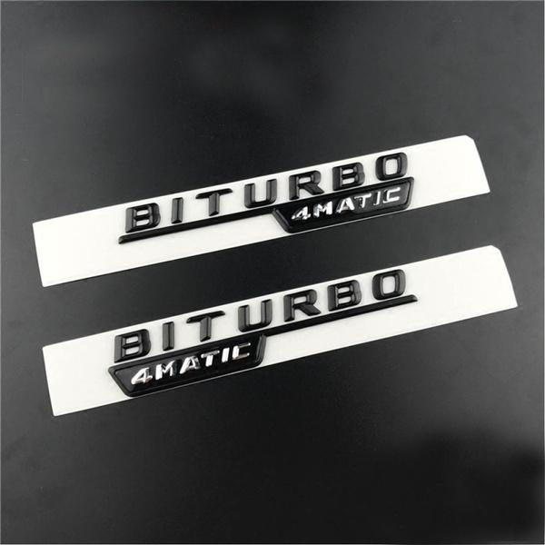 2 teile/los BITURBO 4MATIC Logo Emblem Abzeichen Aufkleber Auto Kotflügel Aufkleber Fit Für M//ercedes B//enz