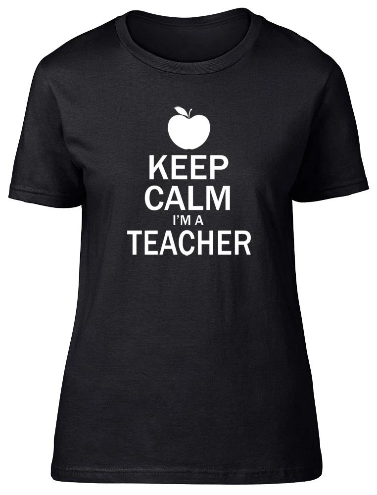 Keep Calm I m A Teacher Womens Ladies Fitted Teaching Tee T-Shirt Gift XXL