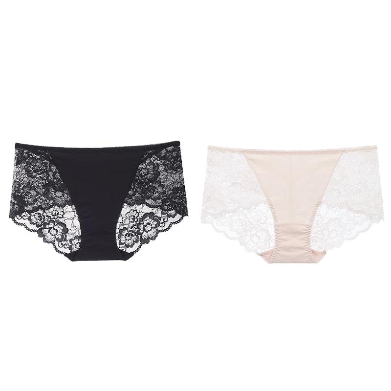 Audifen Women's Seamless Lace Mid-Waist Boy Shorts (2-Pack)