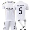 Teens Kids Adults Custome Name Football Kits 25/26 Real Madrid Home #5 BELLINGHAM Sport Training Jersey Set with Socks