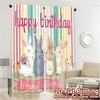 Set Of 2 Flat Printing Curtains Without Rod Birthday Bunnies Creative Polyester Easy Install Modern Made