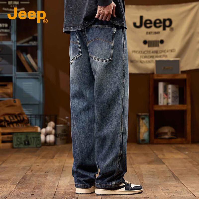 Jeep Men's 2025 Autumn Loose Straight-Leg Denim Jeans