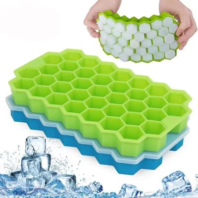 Eiswürfelschale aus Silikon in Wabenform, Silikon-Eiswürfelform mit Deckel für Eiscreme-Partys, Whisky-Cocktails, kalte Getränke