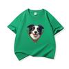 Kids Cotton T Shirt Adorable Collie Dog Zipper Print Crew Neck Short Sleeve Tee Casual Breathable Boys Girls Summer Tops