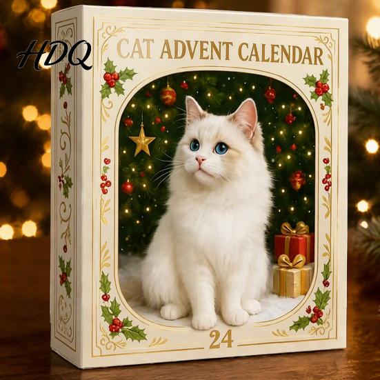 Holiday Countdown Ornament Set Christmas Cat Dachshund Advent Calendar 24-Day Acrylic for Tree Hanging Supplies Decoration Cute Cat/Dachshund