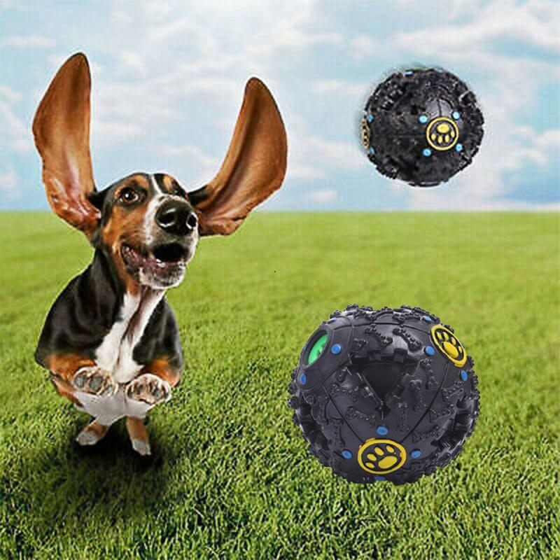 Dog Cat Pet Giggle Ball Tough Treat Sound Activity Training Squeaky Chew Fun Toy