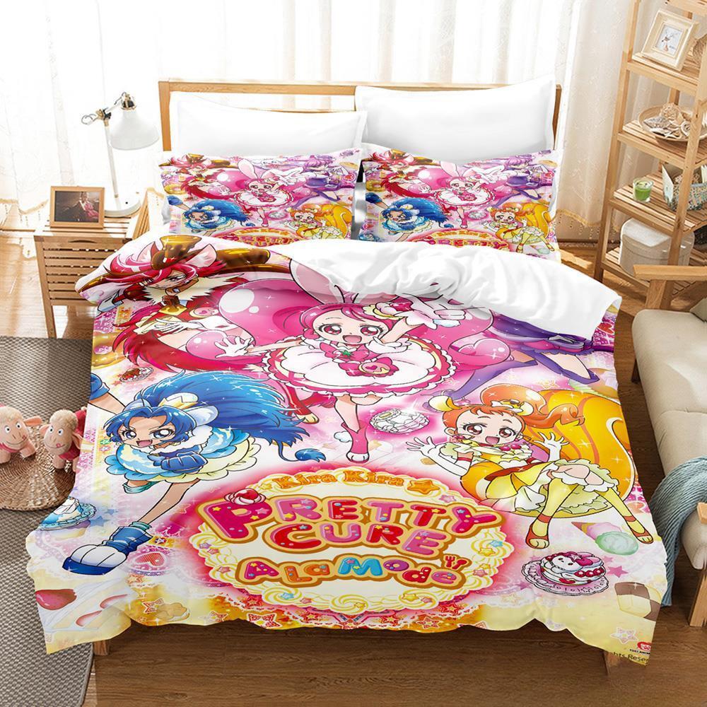 Smile PreCure! Bedding Set Single Twin Full Queen King Size Bed Set Adult Kid Bedroom Duvet Cover Sets 3D Print Kawaii Anime Bed