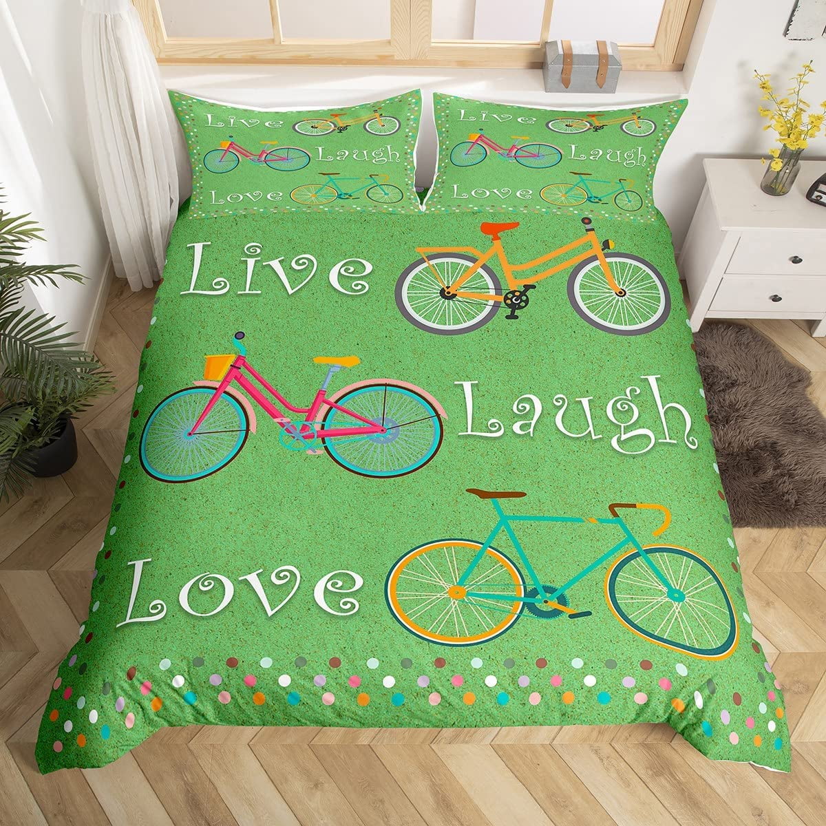 

Comforter Butterfly Kids Floral Bicycle Bedding Set Fantasy Animals Comforter Flower Bike Spring Bedclothes Warm Comforter (quilt)-EU Single(135*200cm)3pcs