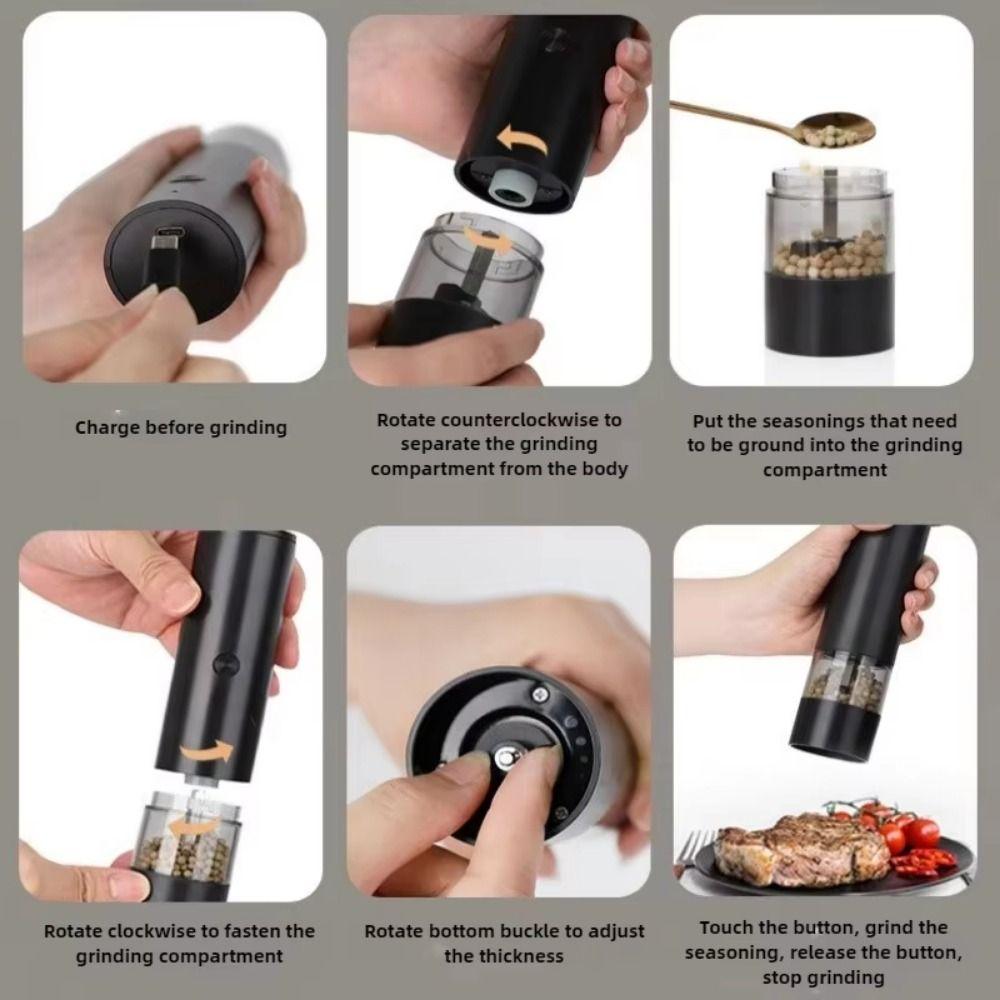 Large Capacity Auto Salt Mills Adjustable Kitchen Grinding Tool Electric Spices Grinder  Sea Salt