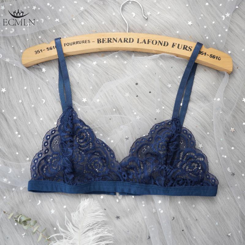 

Жіночі бюстгальтери без кісточок мереживні без підкладки демі трикутні бралети One size синій